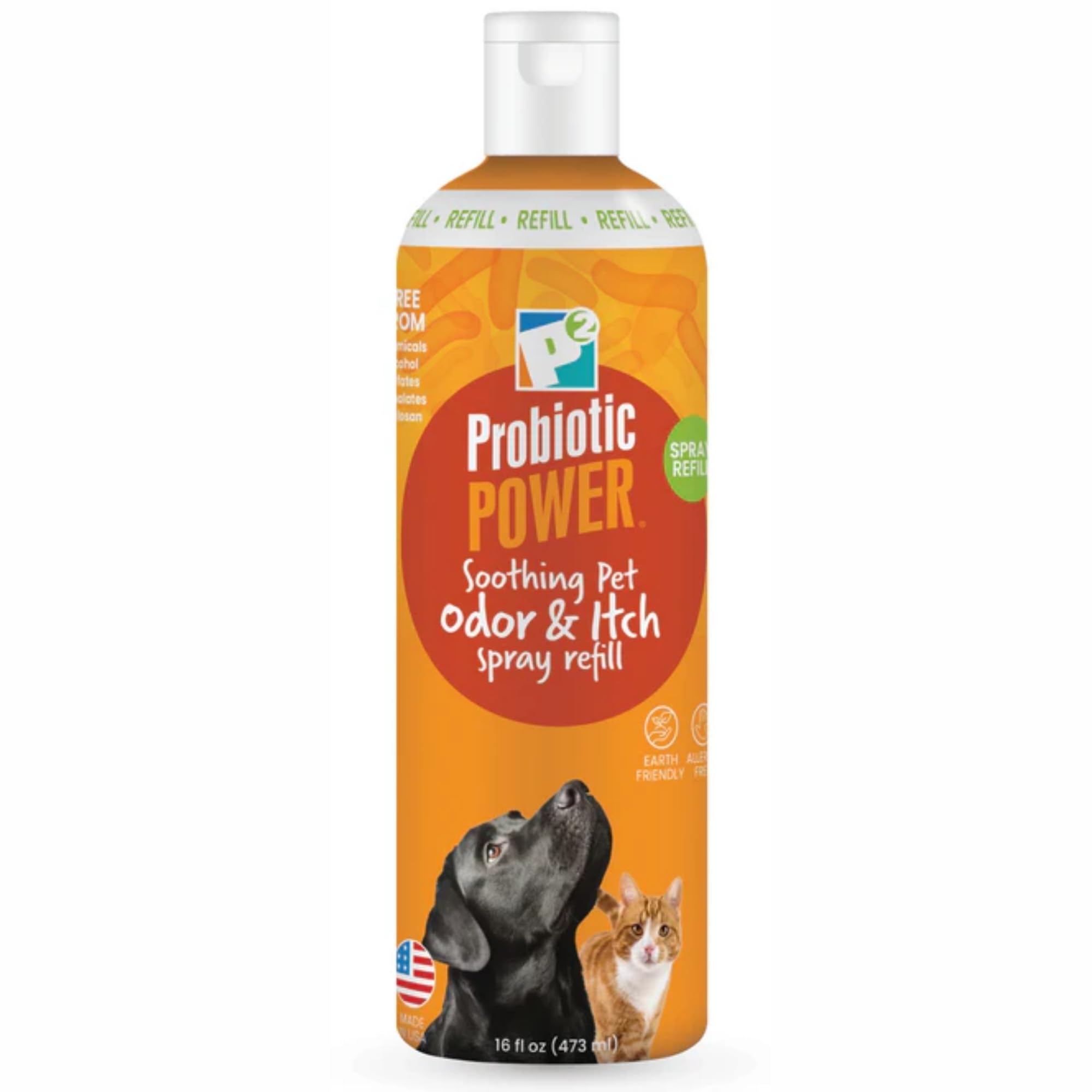 P2 Probiotic Power Pet Odor & Itch Refill - Dog, Cat, Puppy, Kitten Grooming Spray, Deodorizer, Litter Box Freshener, Hot Spot S