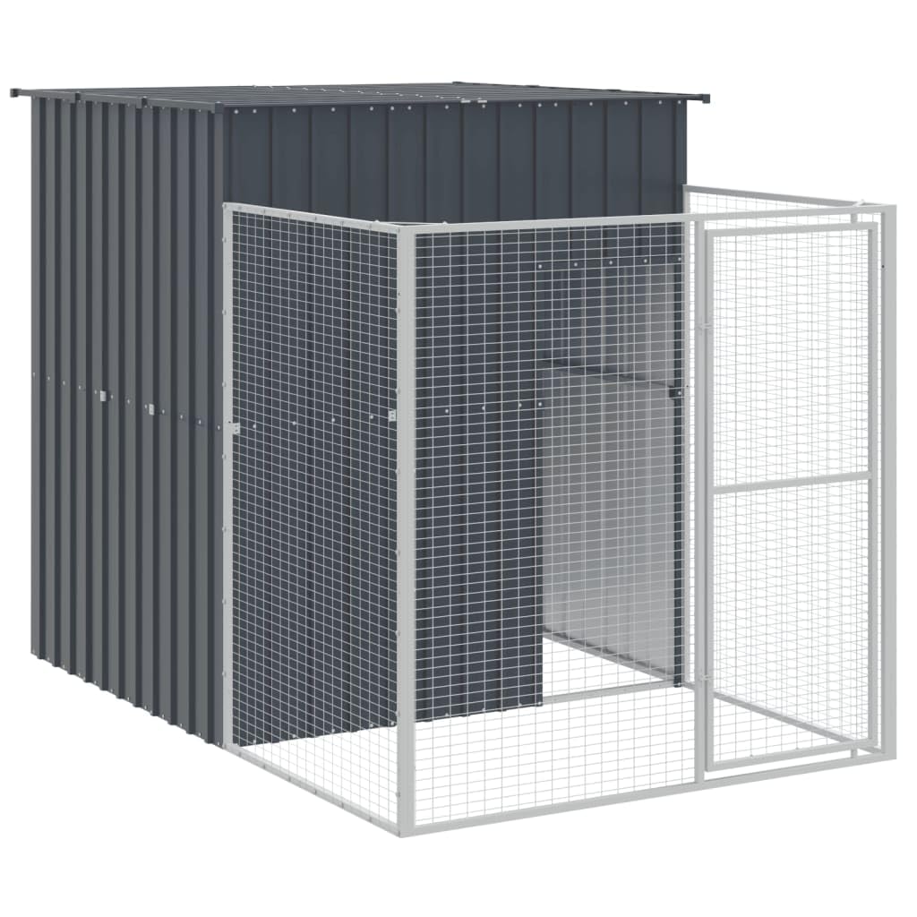 vidaXL Dog House with Run Anthracite 65x259.4x71.3 Galvanized Steel