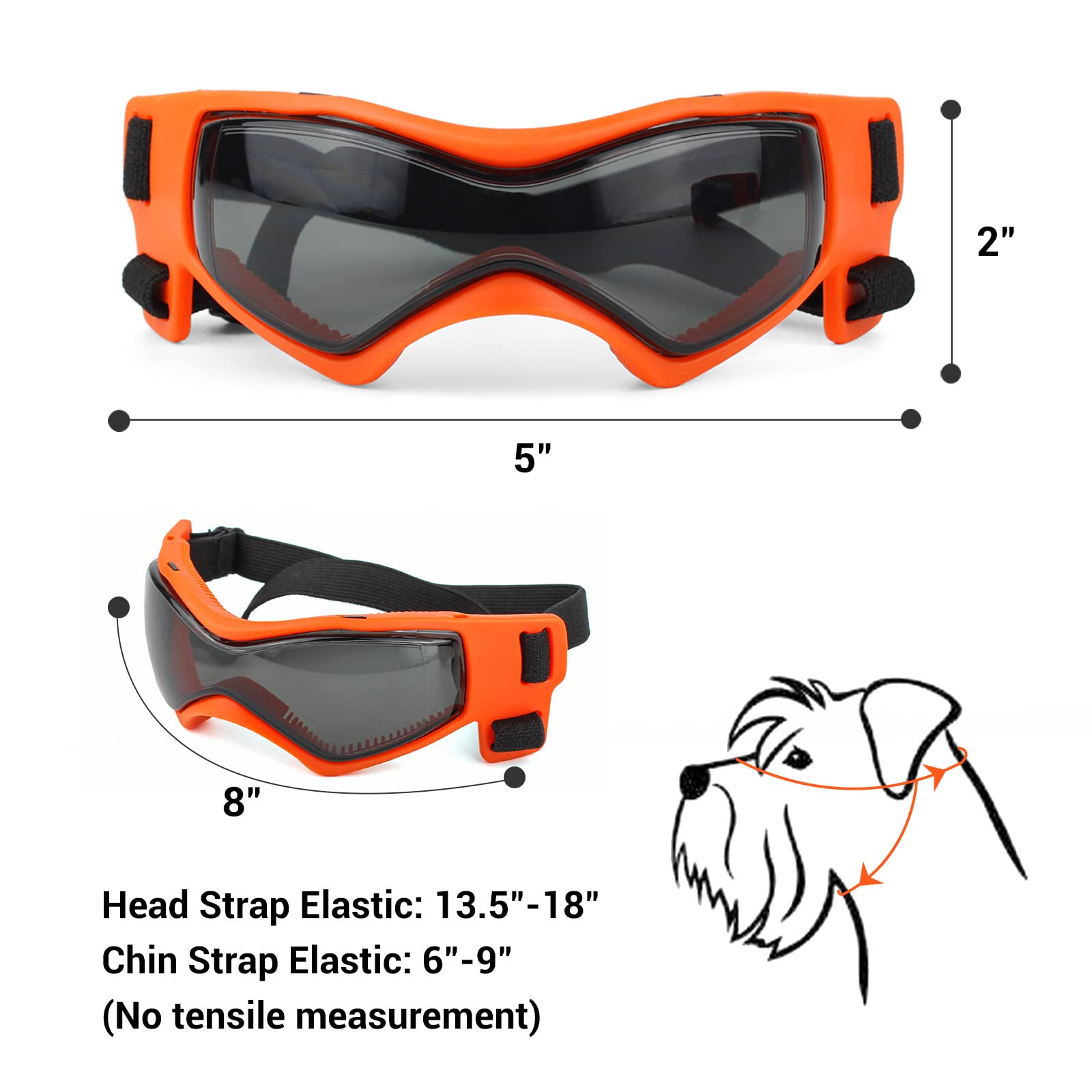 Petleso Dog Goggles Small Breed, Uv Protection Dog Sunglasses Medium Breed Dog Goggles For Medium Dog Outdoor Riding Driving, Medium Orange