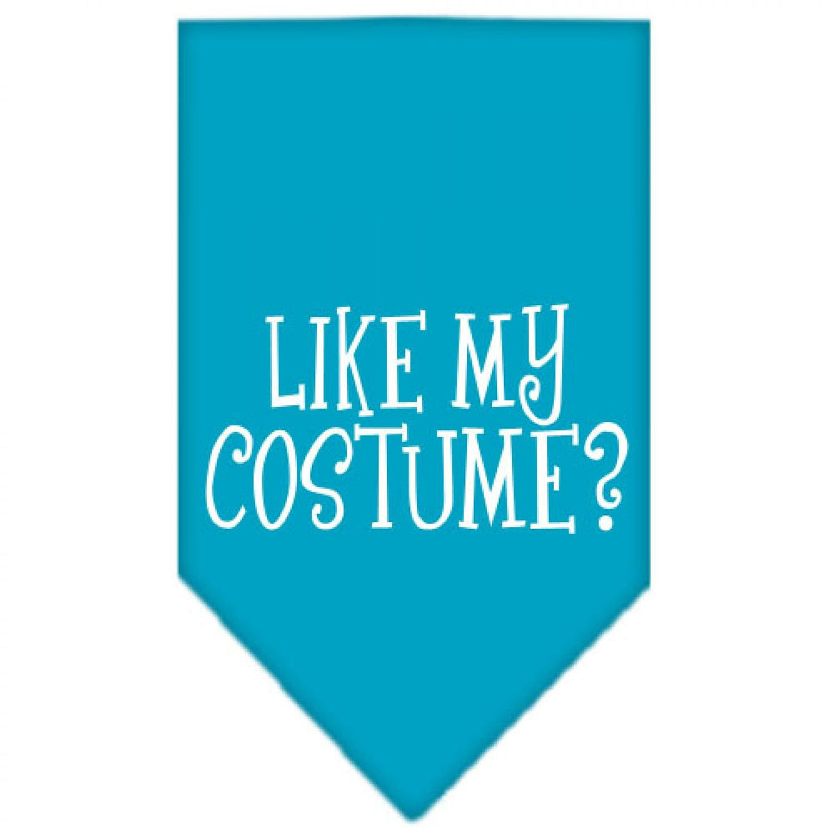 Halloween Pet and Dog Bandana Screen Printed, &quot;Like My Costume?&quot; Turquoise Small