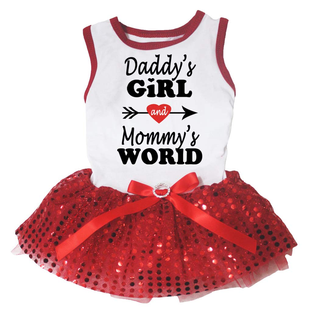 Petitebella Daddy'S Girl And Mommy'S World Puppy Dog Dress (White/Red Sequins, Xxx-Large)