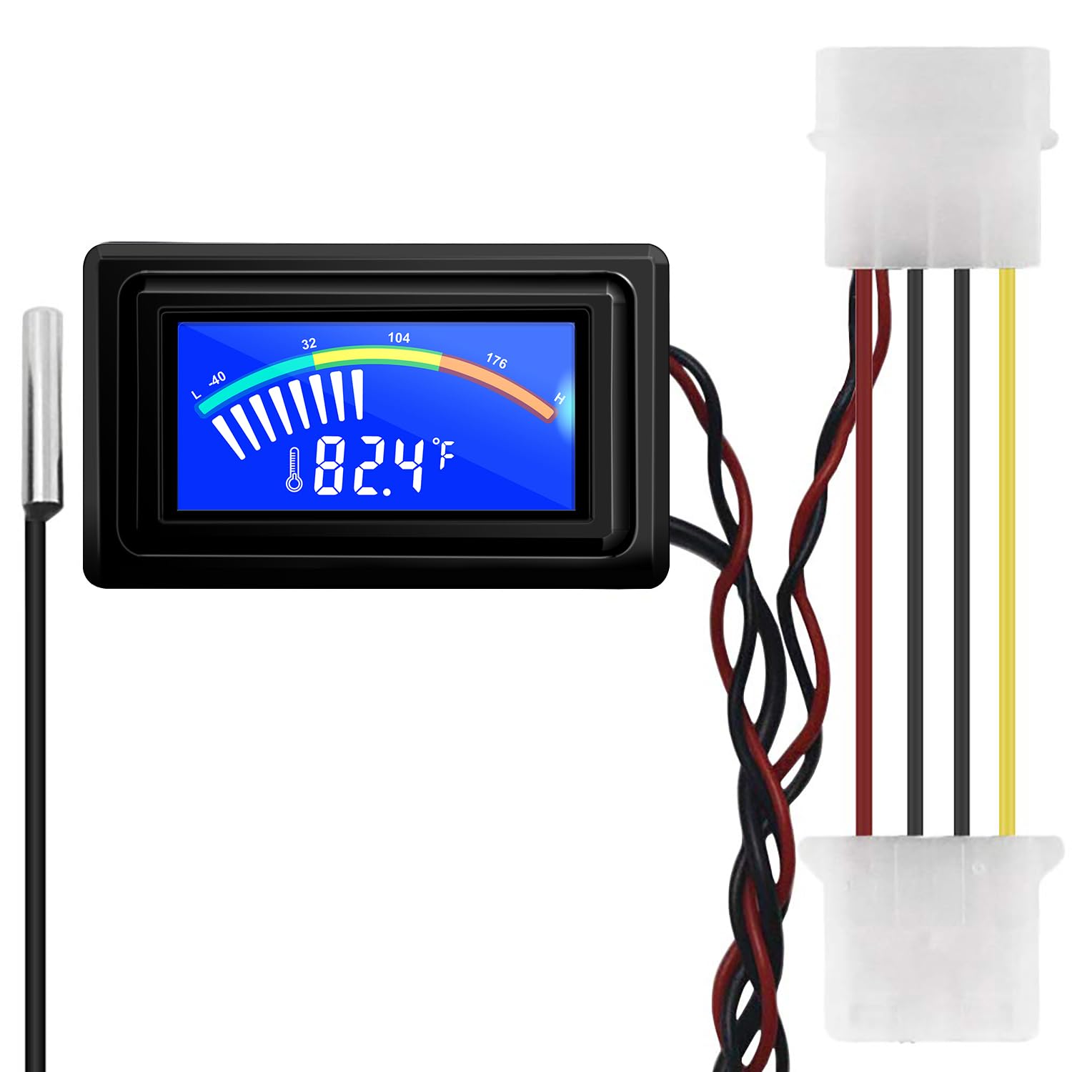 Ketotek Digital Thermometer Temperature Meter Gauge Waterproof Sensor Probe Aquarium Car Pc Case Incubator Temp Meter 4 Pin Powe