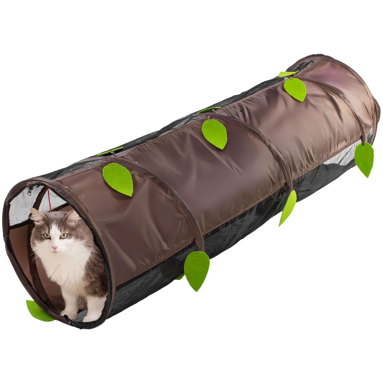 Snarky Pets Tunnel for All Cats (Even Chonks)-Collapsible Crinkle Tube of Chaos w/Mesh Windows & Bell Ball - Interactive Cat Toy