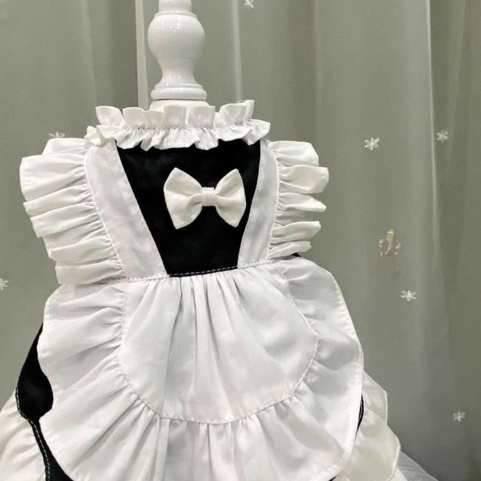 apott Pet Maid Outfit Cat Princess Dresses Adorable Costume for Cats Dogs Birthday Party, Black White S