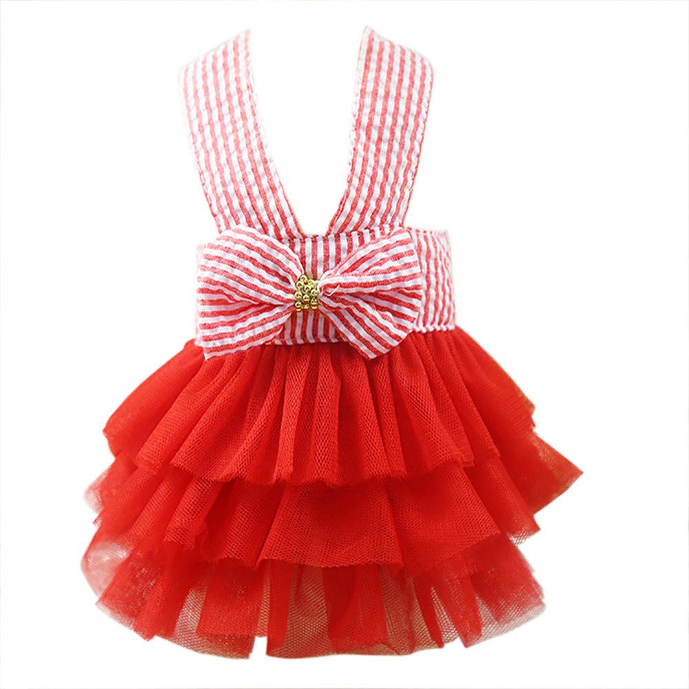 Clopon Dog Clothes Small Dogs Harness Leash Yorkie Dresses For Girl Pink Blue Outfits Cute Dog Dress Xs