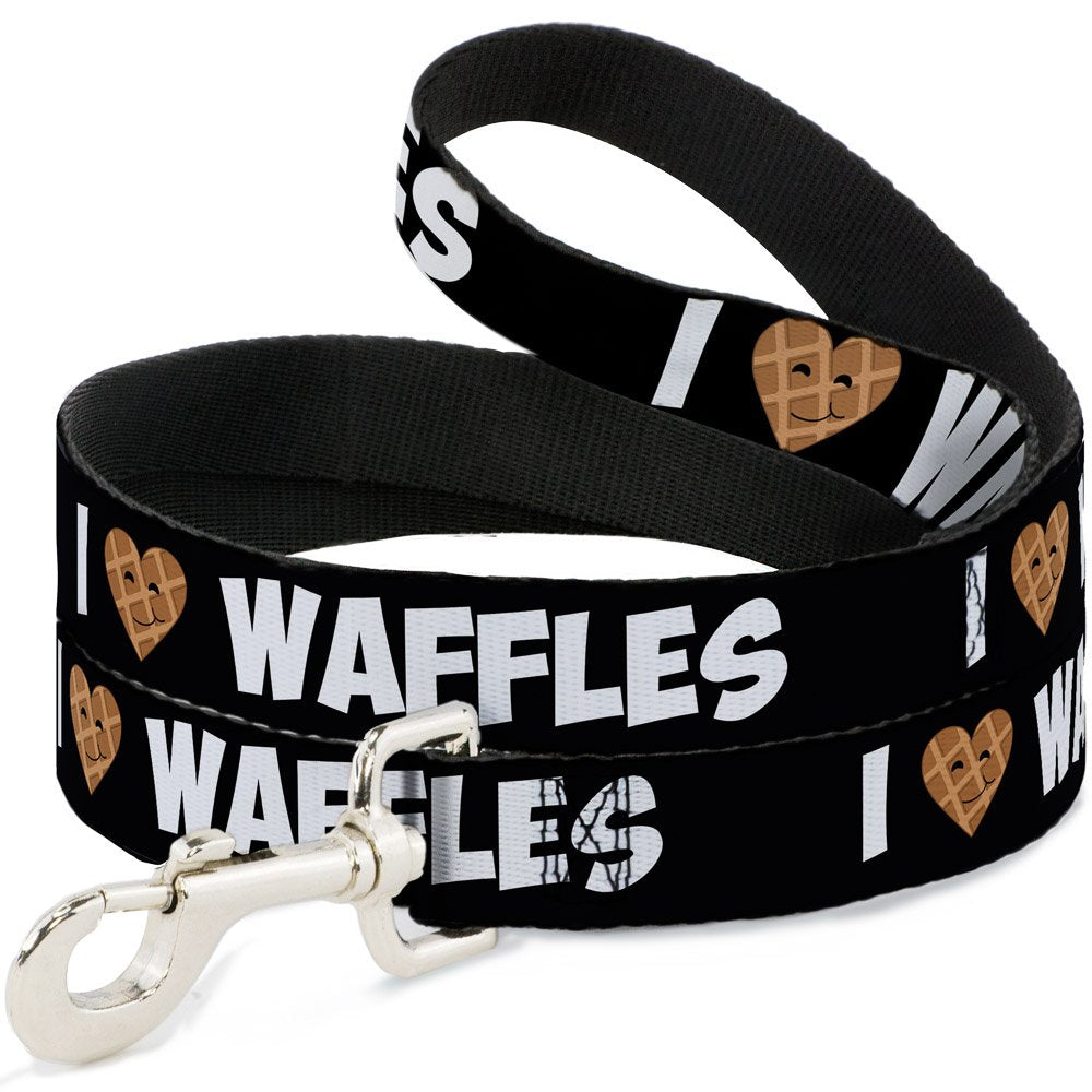 Dog Leash I Heart Waffles Text 6 Feet Long 1.0 Inch Wide
