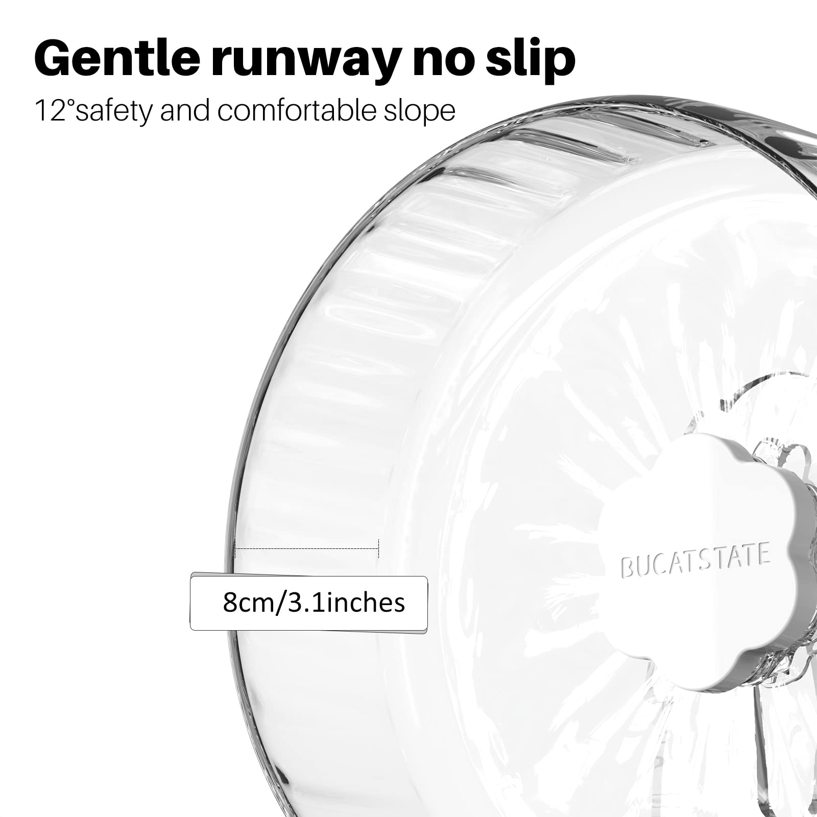 Bucatstate Hamster Exercise Wheel 8.2'', Upgraded Super-Silent Spinner Hamster Running Wheels With Adjustable Base & Rust-Roof B