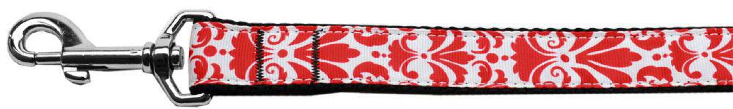 Pet Dog & Cat Nylon Leash, "Damask" Red 1" w x '6 Leash