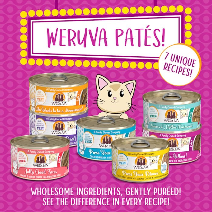 Weruva Wet Cat Food, Tic Tac Whoa with Tuna and Salmon Pate, 3oz Can, Pack of 12