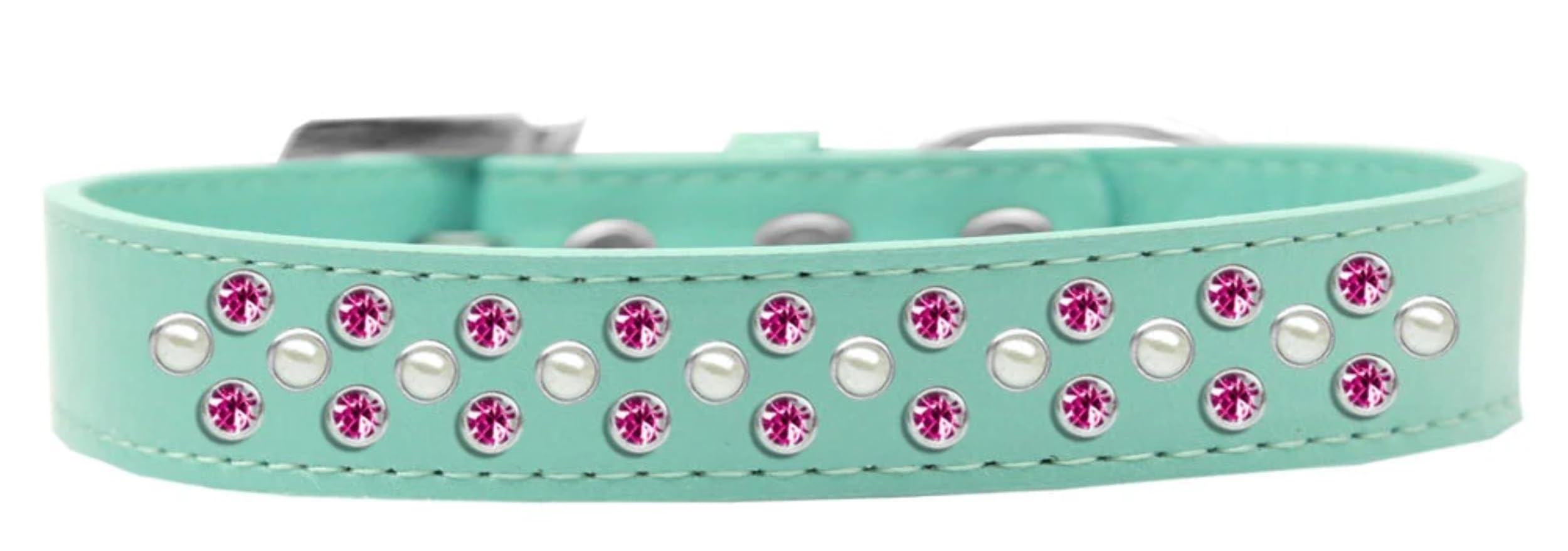 Dog, Puppy & Pet Fashion Collar, Pearl and Bright Pink Crystal Rimsets Sprinkles White 14