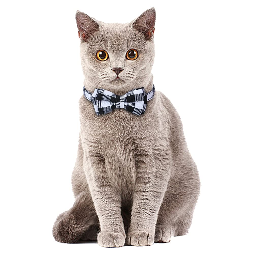 Faleela Cat Collar Bandana Bells Set - 2 Pack Set Cat Collar Breakaway With Cute Bow Tie And Bell, Adjustable From 7.8-10.5 Inch, Soft And Comfortable For Kitty And Some Puppies
