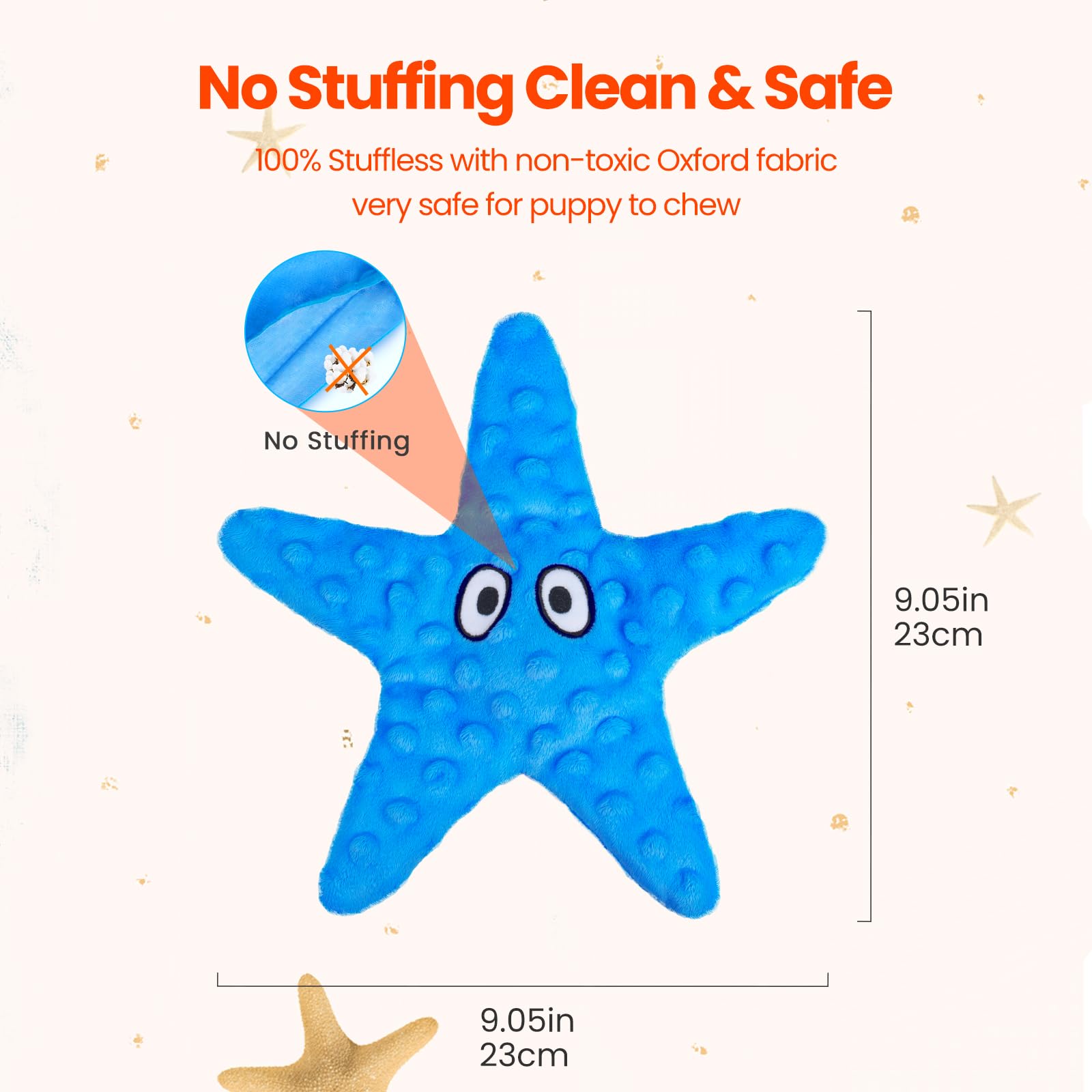 HGB Squeaky Dog Toys - Starfish No Stuffing Crinkle Plush Dog Toys for Small Medium Breeds, Puppy Toys to Keep Them Busy & Puppy