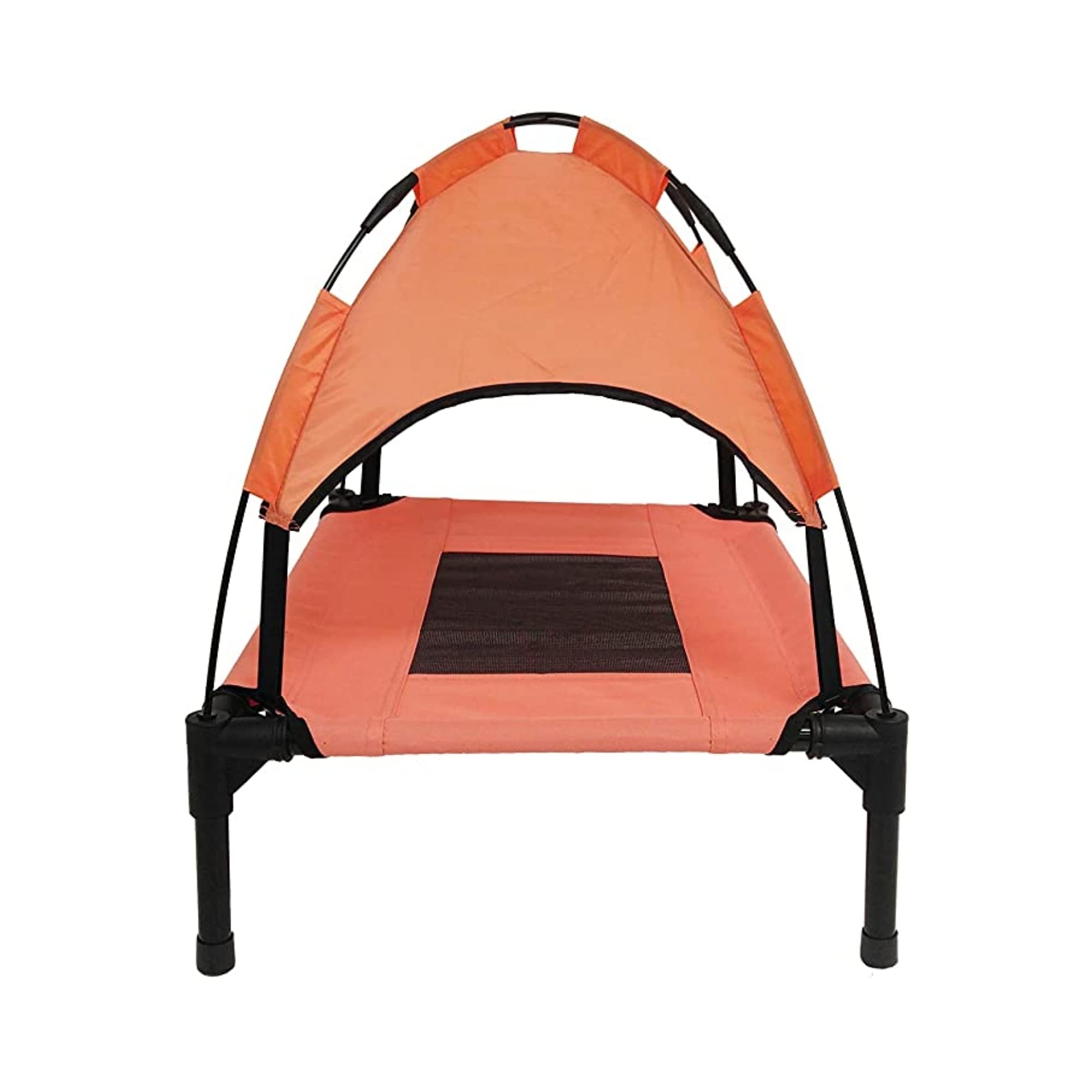 Midlee Salmon Dog Cot With Canopy (24'' X 30'')- Elevated Dog Bed Outside Dog Tent Carrying Bag