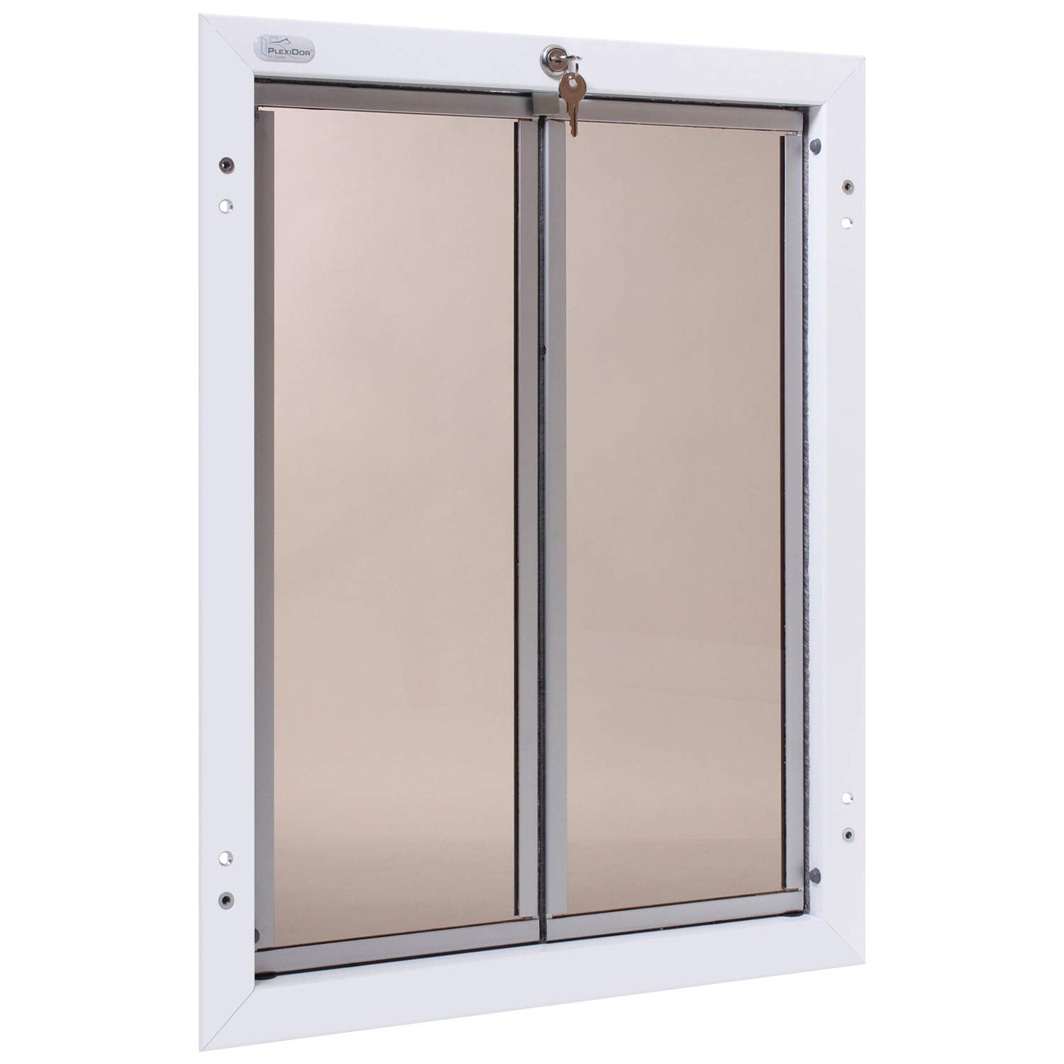 Plexidor Performance Pet Doors For Dogs And Cats - Door Mount Dog Door With Lock And Key - White, X-Large Sizes