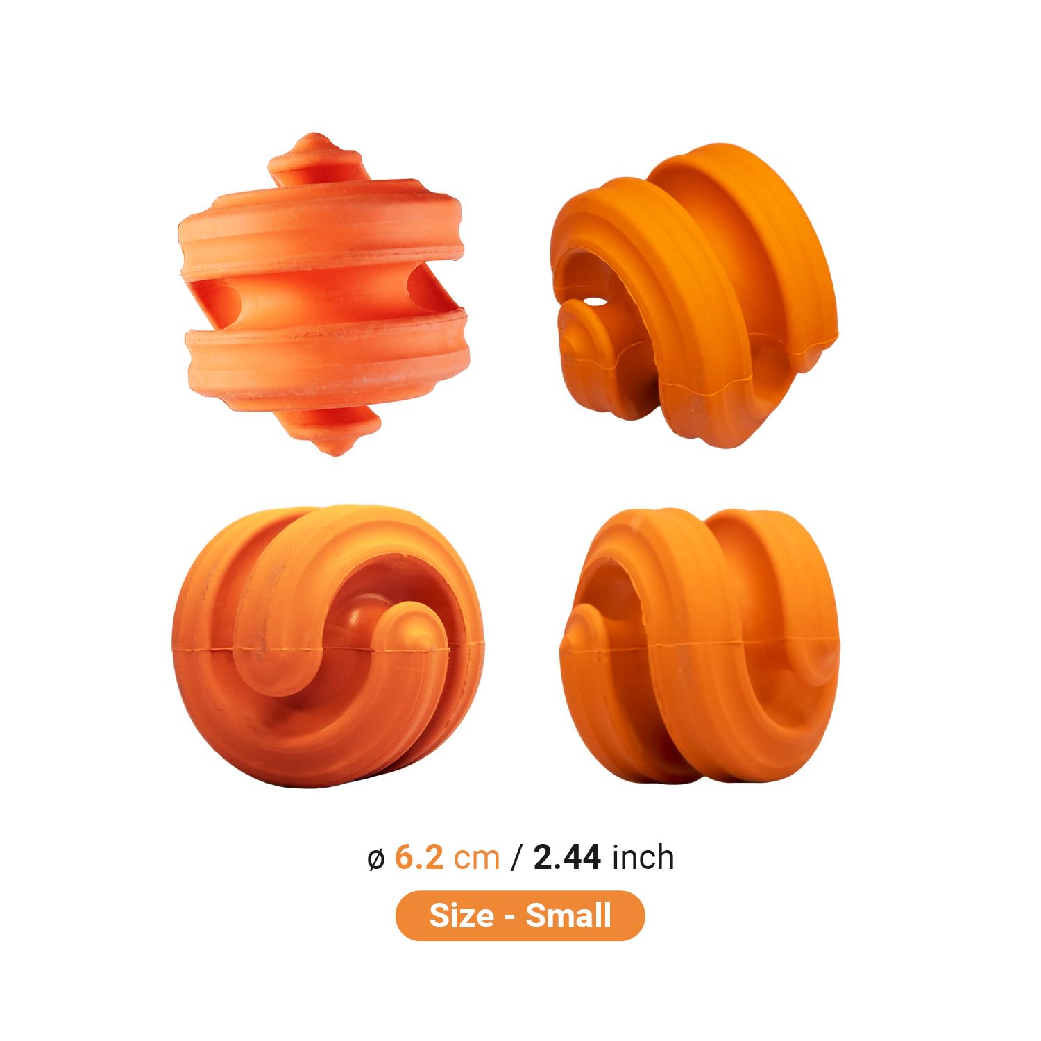Petdreamhouse Chewtastic Geometrics Natural Rubber Enrichment Dog Toy Geo-Hex Orange, Engaging Rolling And Unpredictable Bounce,