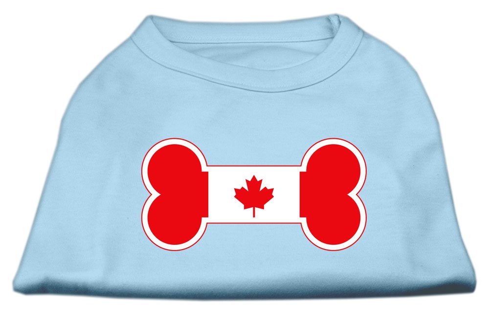 Pet Dog & Cat Shirt Screen Printed, &quot;Bone Shaped Canadian Flag&quot; Baby Blue XS (0-3 lbs.)