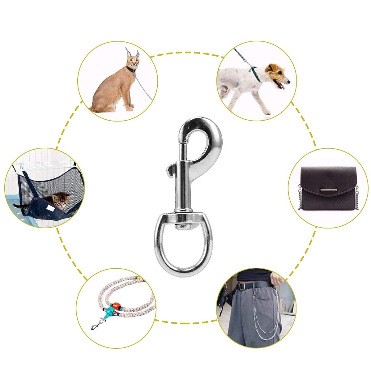 Owayoto Swivel Eye Bolt Snap Hook Dog Leash Clips Dog Leash Clasp Flag Pole Snap Clip Flag Hook Leash Hooks Heavy Duty Pet Leash Flag Pole Key Chain 3.425 Inch 5Pcs