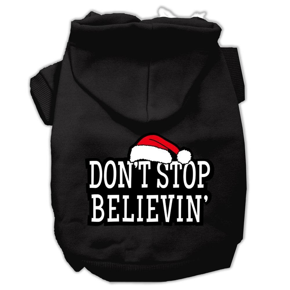 Christmas Pet Dog & Cat Hoodie Screen Printed, Don't Stop Believin Black XS (0-3 lbs.)