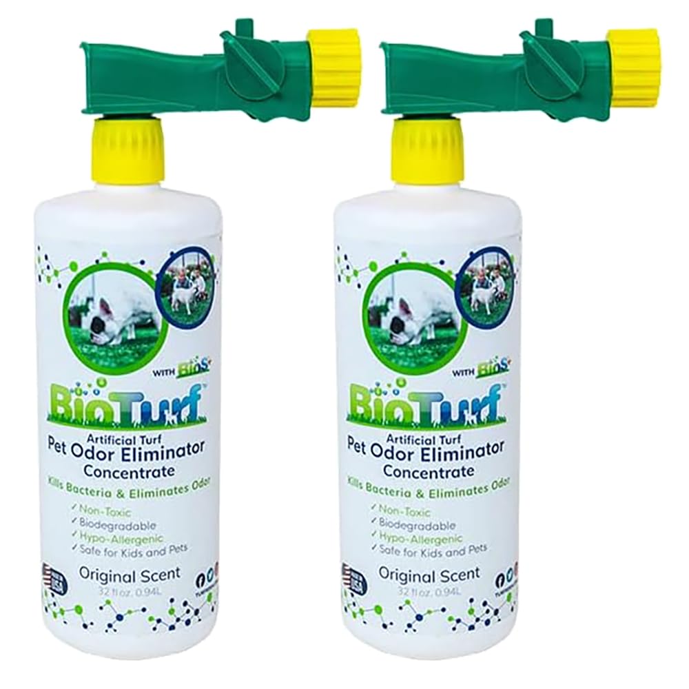 Bioturf Bios+ Artificial Turf Pet Odor Eliminator Concentrate 2 Pack; Organic, Non-Toxic, Eco-Friendly Enzyme Cleaner; Outdoor U