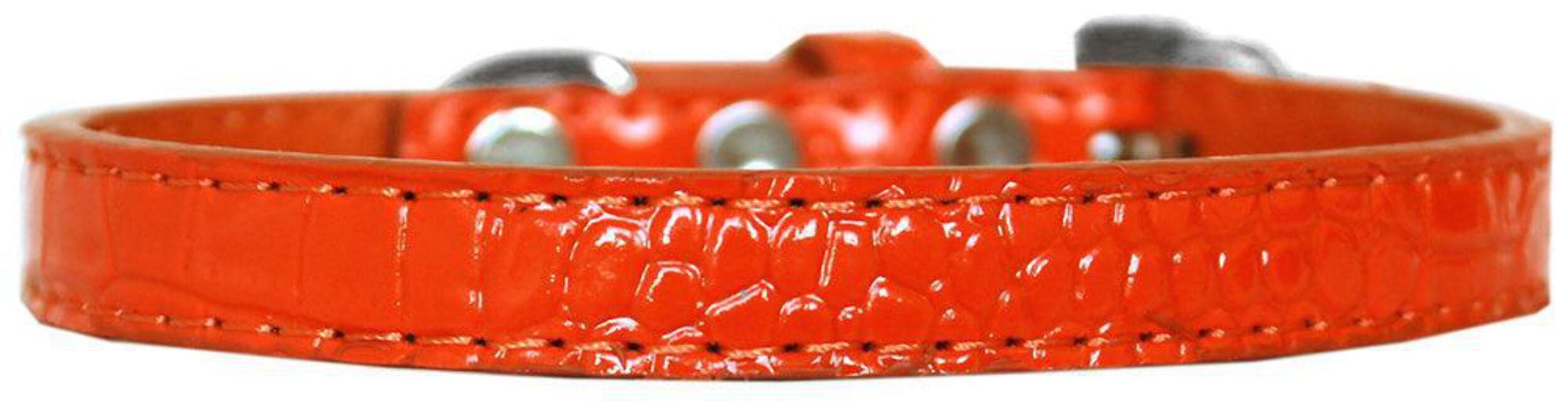 Dog, Puppy & Pet Designer Croc Collar, &quot;Wichita Plain 1/2&quot; Wide&quot; Orange 16