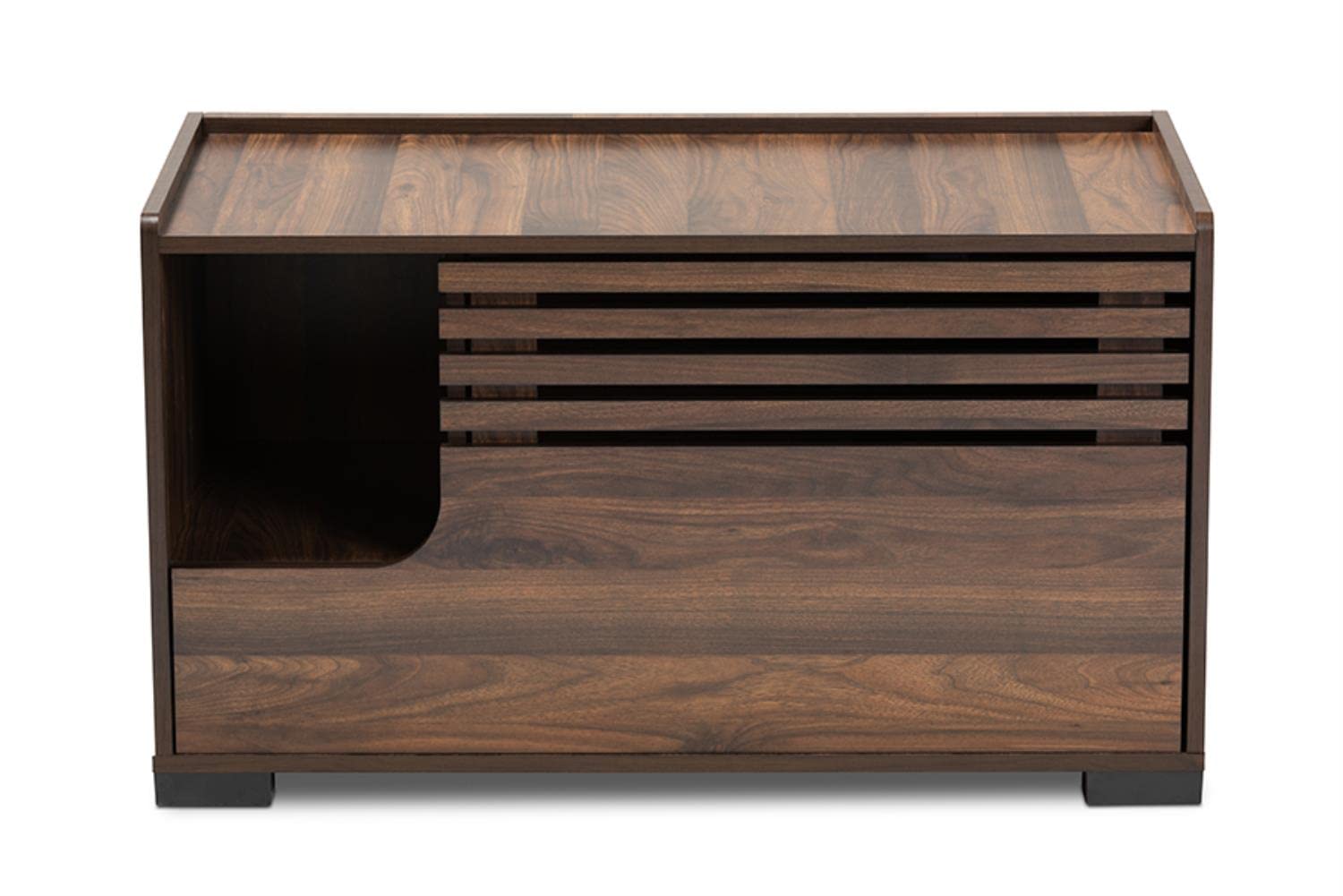 Baxton Studio Claire Modern and Contemporary Walnut Brown Finished Cat Litter Box Cover House