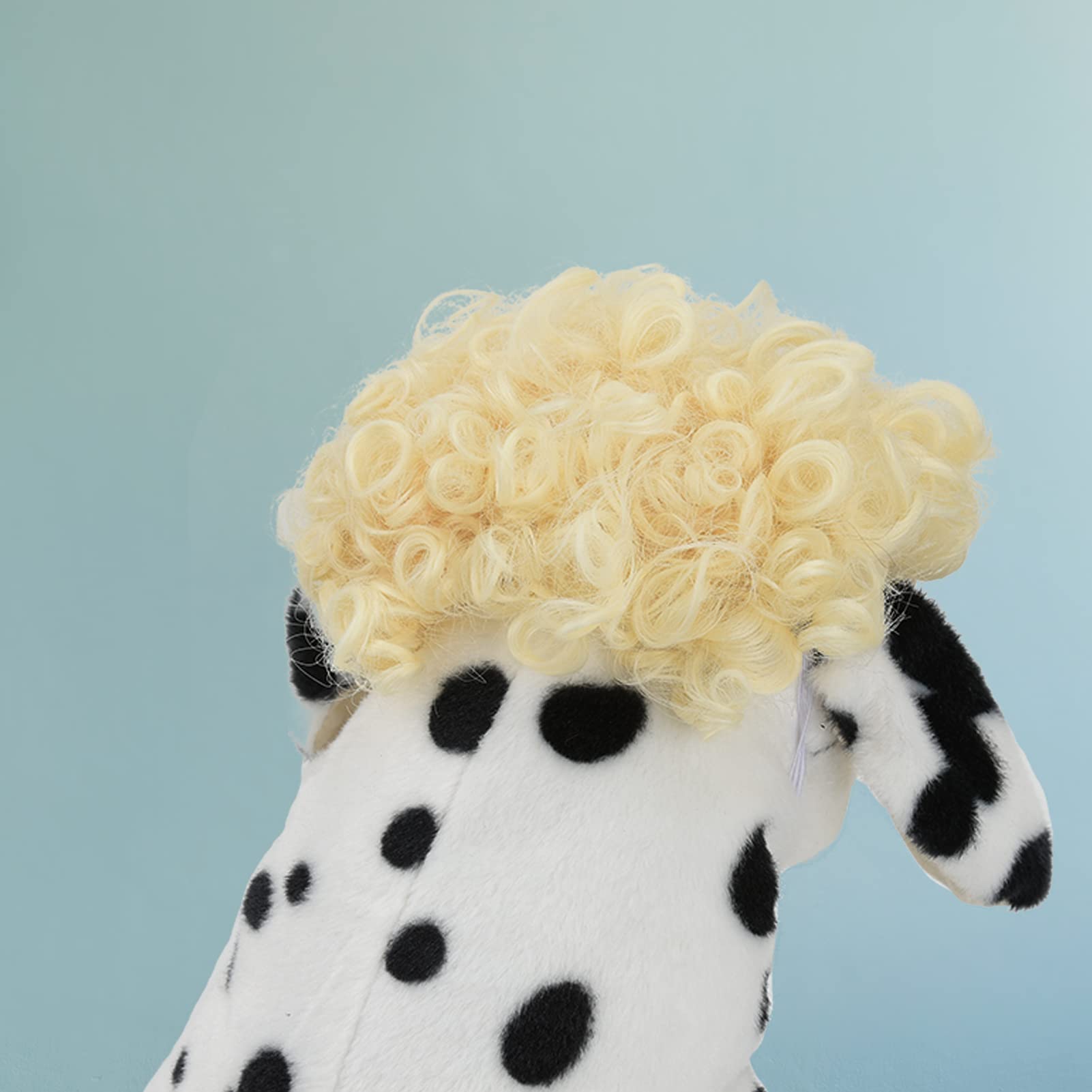 TESSVEYA Funny Blonde Curly Dog Wig for Halloween & Parties, Large Size, Pet Cosplay Wig, Durable Polyvinyl Chloride Material