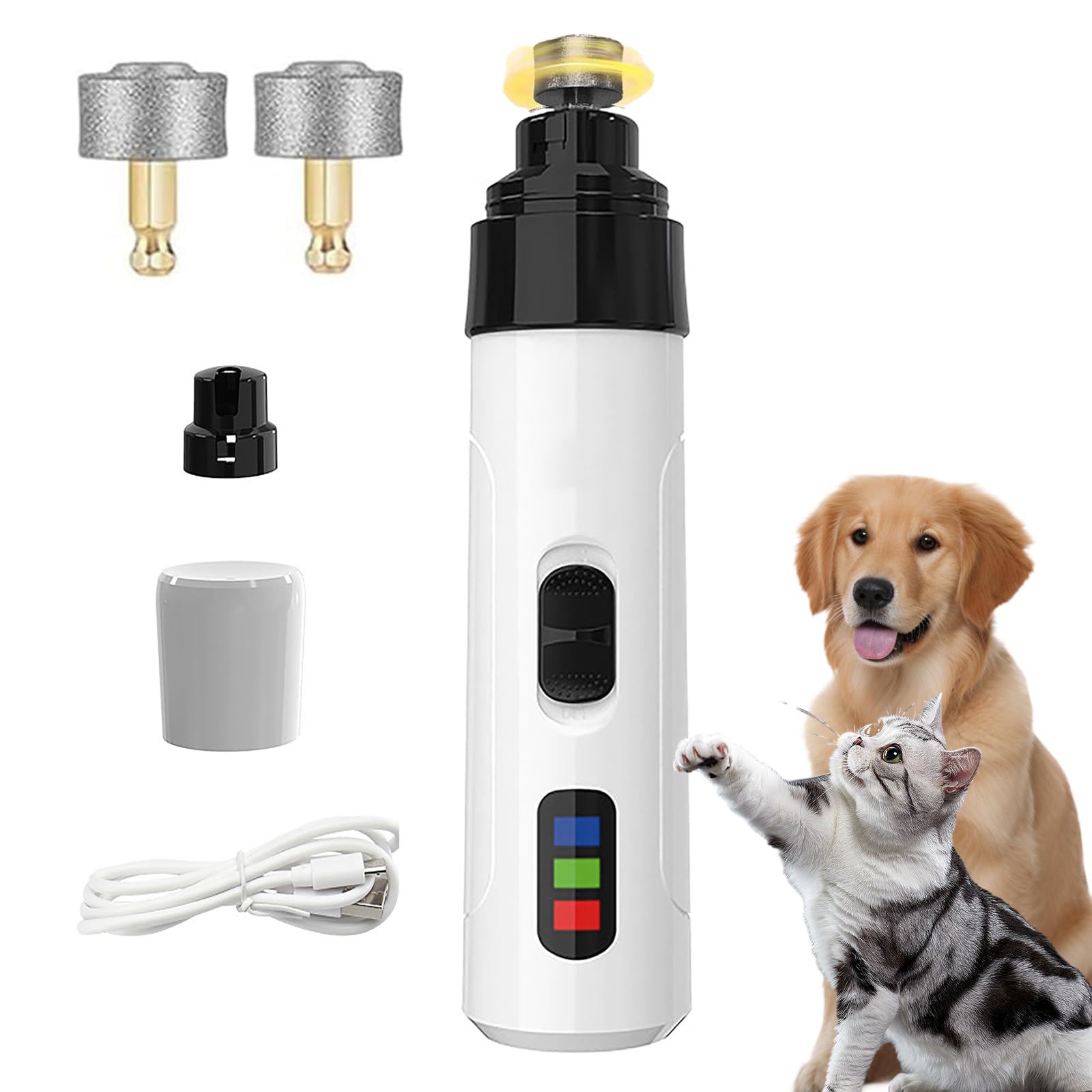 Yikuhot Silent Groom Pro Nail Grinder, 2025 New Dog Nail Trimmer, USB Rechargeable Pet Nail Grinder, Dog Nail Trimmers, Pet Paws