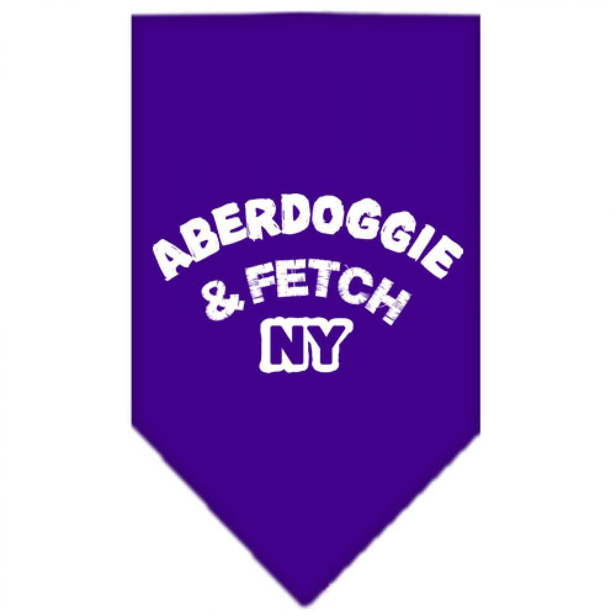 Pet and Dog Bandana Screen Printed, &quot;Aberdoggie & Fetch NY&quot; Purple Large