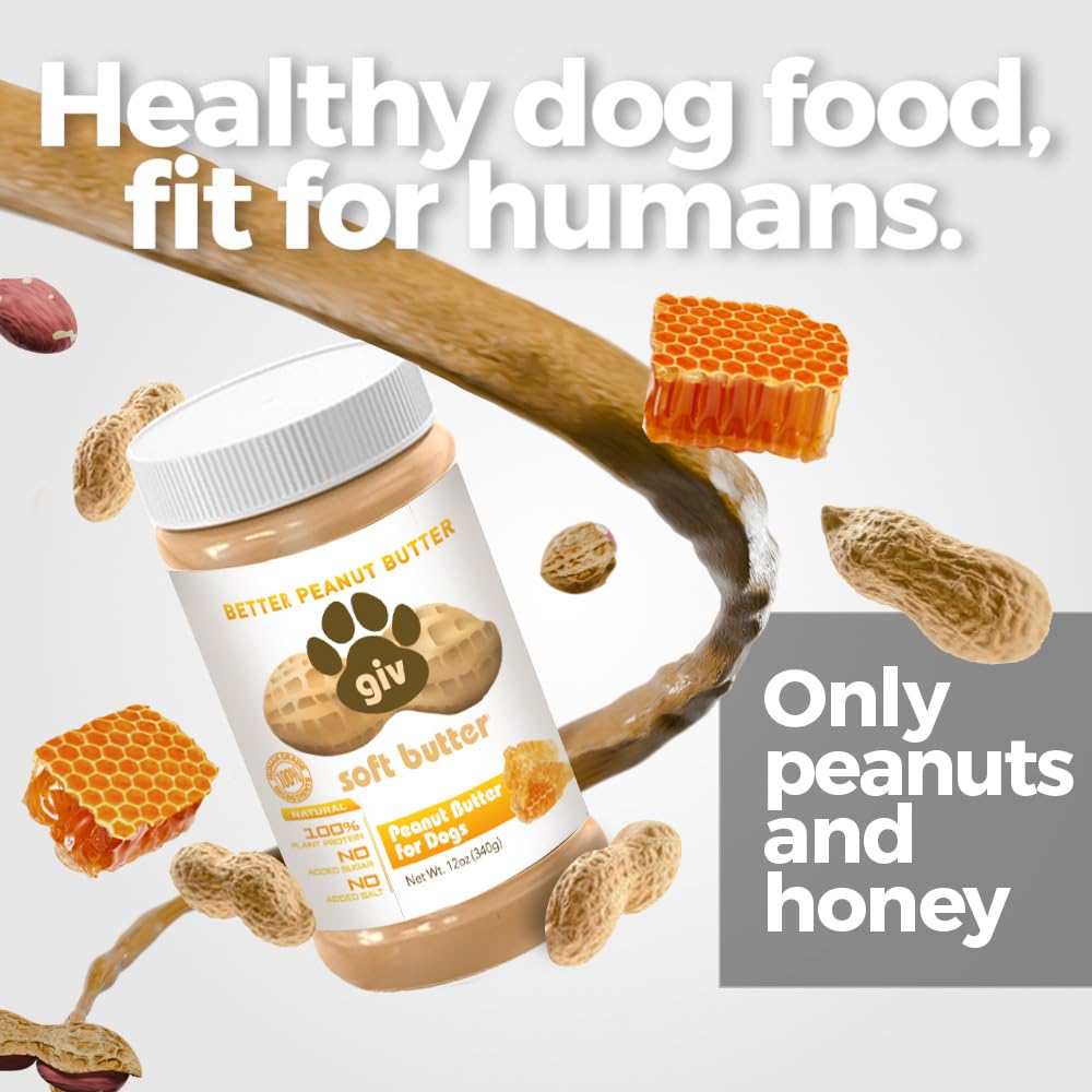 Dog Peanut Butter - All Natural Human Grade - 2 Ingredients (Peanuts & Honey) - Perfect for Pill Pockets, Lick Mat, Training Tre