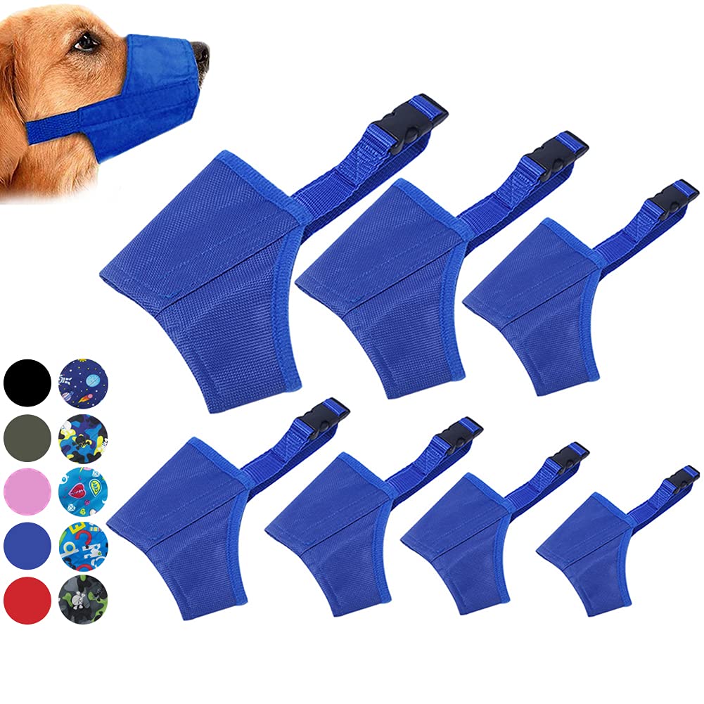 Coppthinktu Dog Muzzle Suit, 7Pcs Dog Muzzles For Biting Barking Chewing, Adjustable Dog Mouth Cover For Small Medium Large Dogs, Soft Comfortable Dog Muzzle For Long Snout