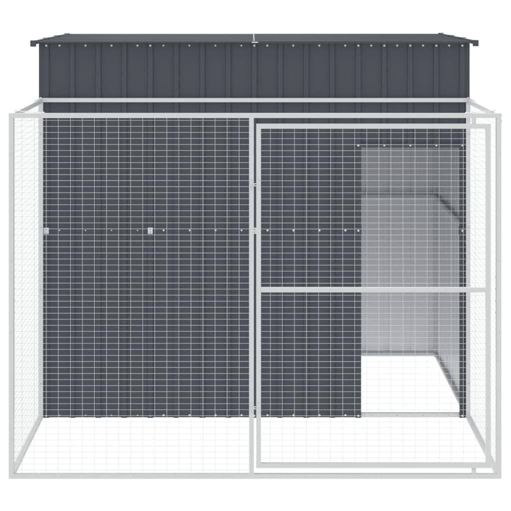 vidaXL Dog House with Run Anthracite 84.3x99.6x71.3 Galvanized Steel