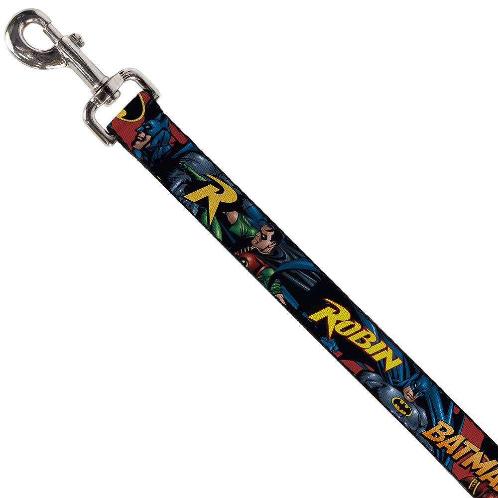 Dog Leash Batman Robin In Action Text Burgundy 4 Feet Long 1.0 Inch Wide
