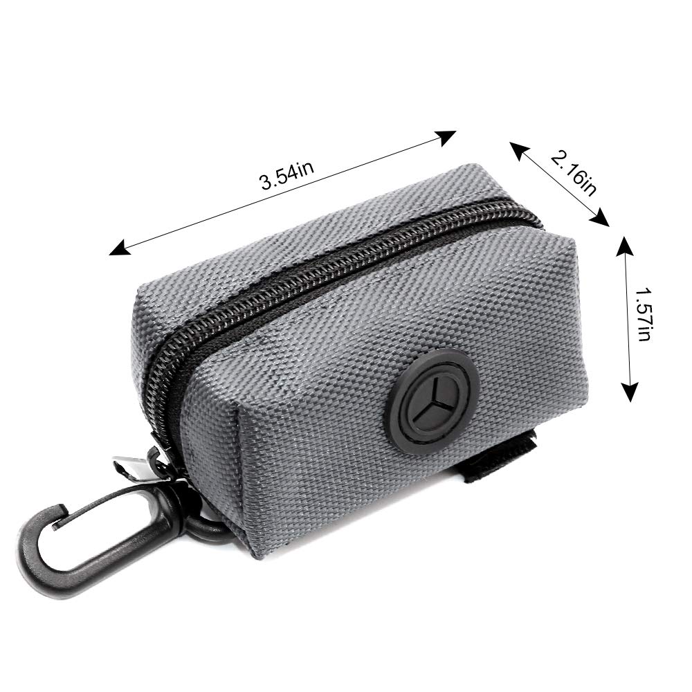 Slson Pet Waste Bag Dispenser Zippered Pouch,Portable Dog Poop Bag Holder Leash Attachment Lightweight Fabric Bags (Light Grey)