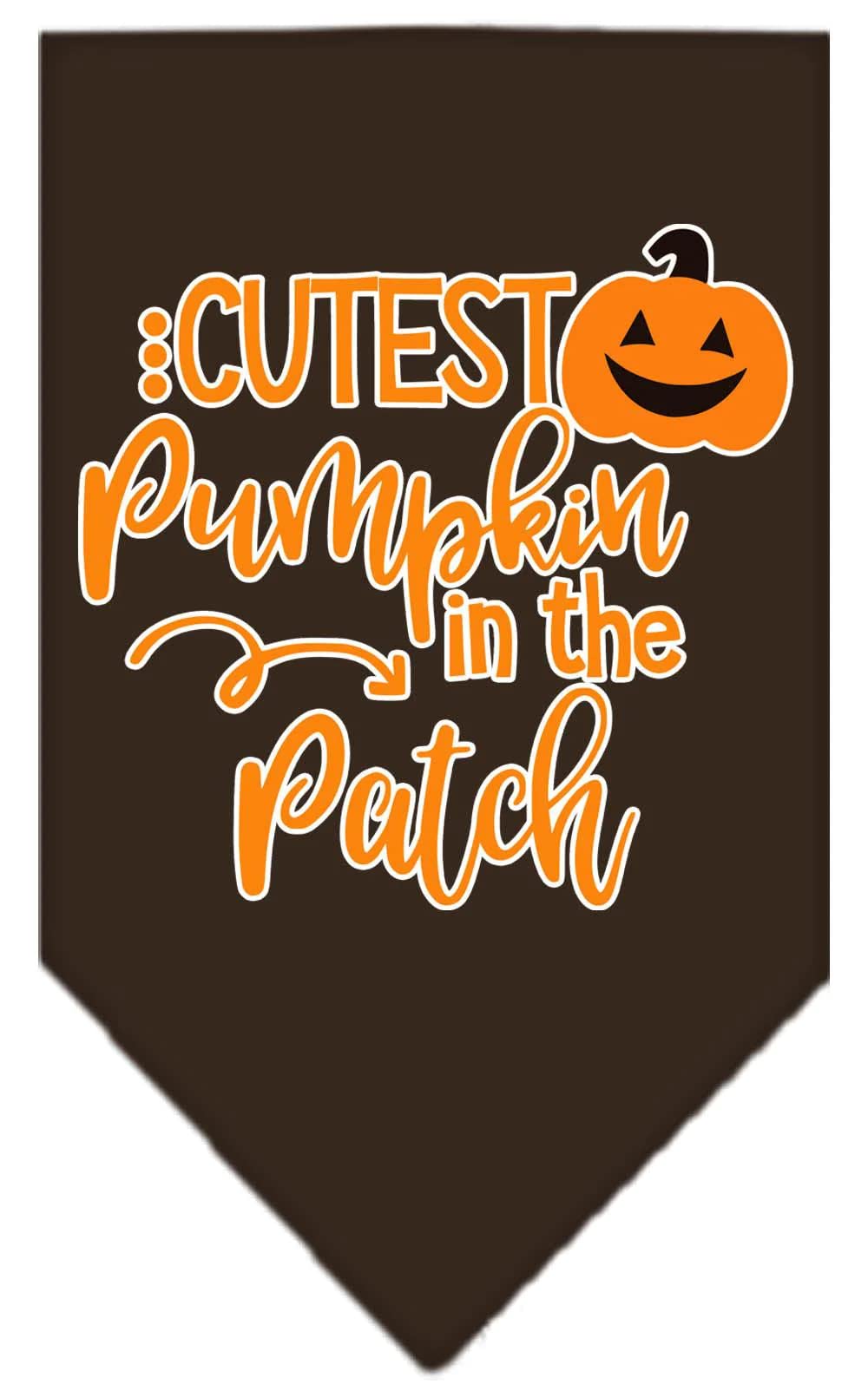 Halloween Pet and Dog Bandana Screen Printed, &quot;Cutest Pumpkin In The Patch&quot; Navy Blue Large