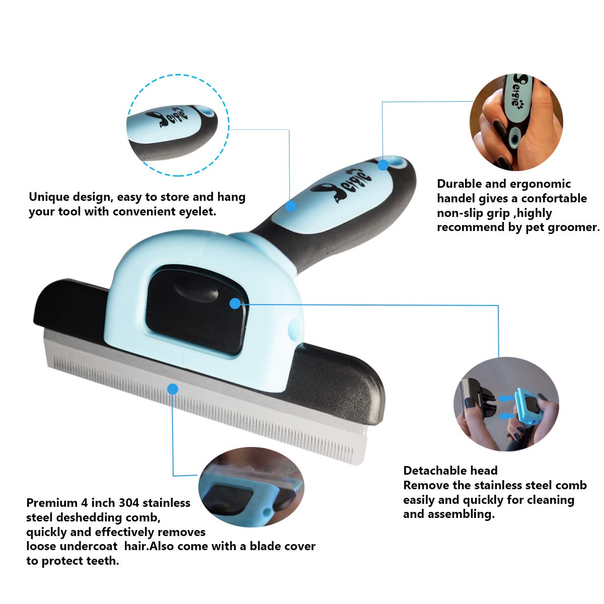 Effective Deshedding Brush And Large Dog Comb - Professional Grooming Tools For Dogs And Cats To Reduce Undercoat Shedding