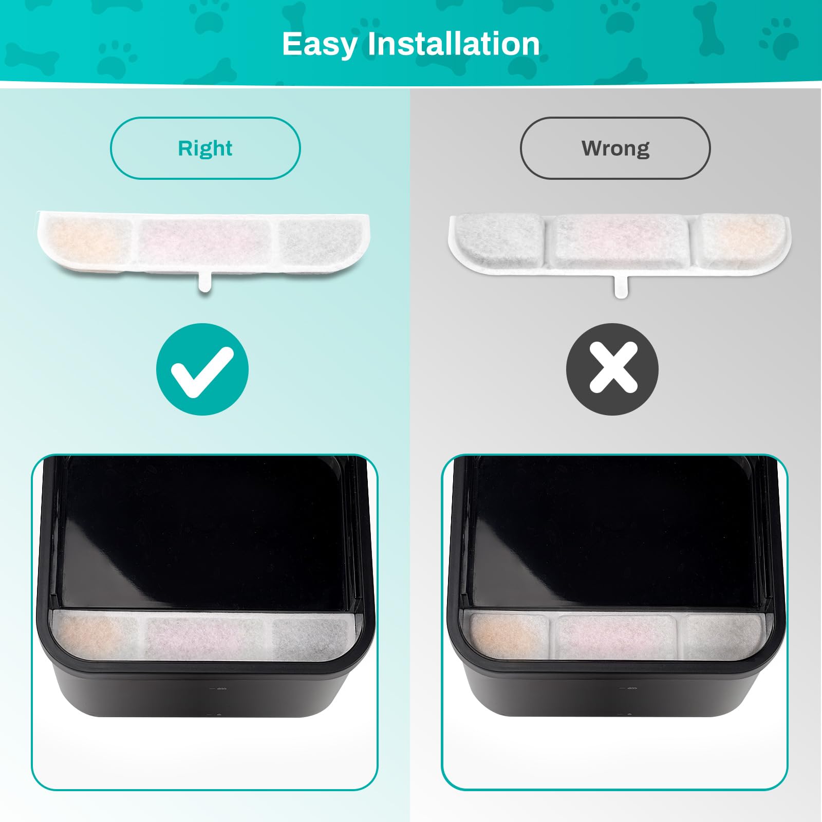 Cat Fountain Filter, 6 Packs Replacement Filters For Battery Operated Cat Water Fountain, 6 Pcs Pet Fountain Filter & 6 Pcs Spon