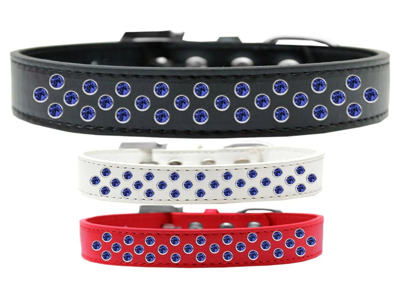 Dog, Puppy & Pet Fashion Collar, Blue Crystal Rimsets Sprinkles Black 16