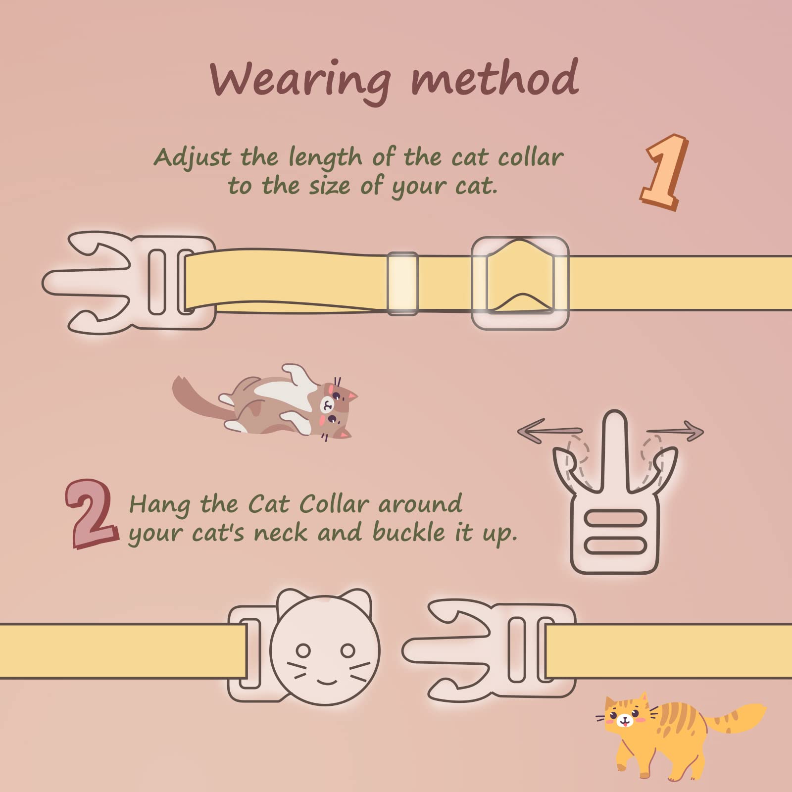 2 Pack Cotton Breakaway Cat Collars With Bell,Yellow & Purple Egg Cat Paw Pendant Cute Cat Collar Kitten Collar,Ideal For Girl C
