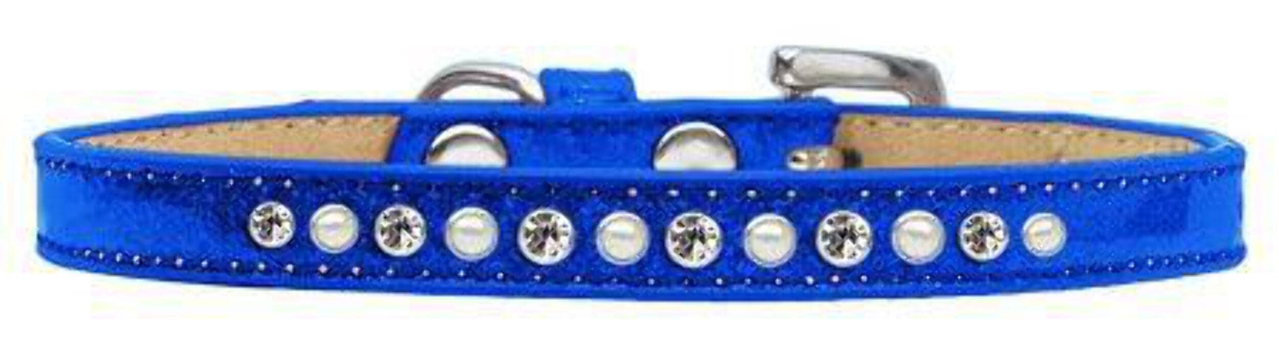Dog, Puppy and Pet Ice Cream Collar, Pearl & Clear Crystal Rimsets Blue 12