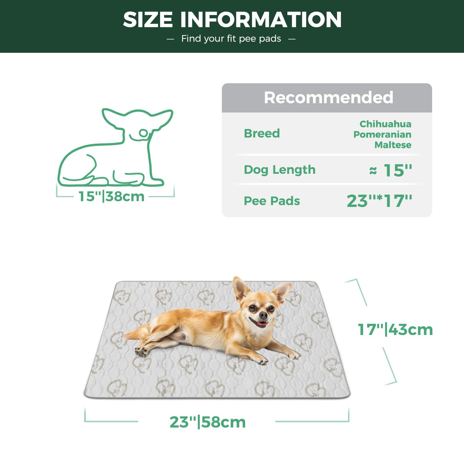 FXW Washable Pee Pads for Dogs, Puppy Pads with Super Absorbent, Specifically Designed for 24inch Cages, Rectangle, 23  x 17 , 2