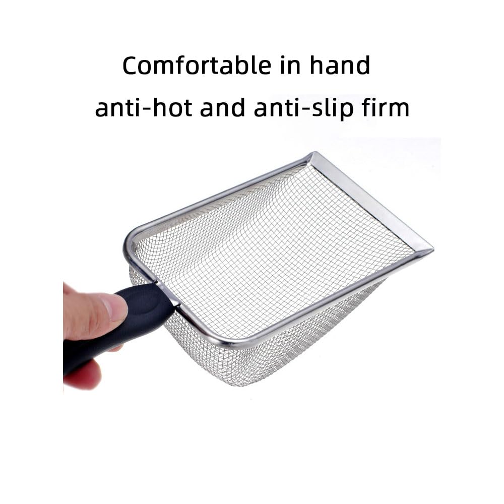 Hlmoptimo Cat Litter Scoop Stainless Steel Mesh Scooper Long Handle Deep Shovel Non-Stick Coated Metal Litter Scoop For Litter B