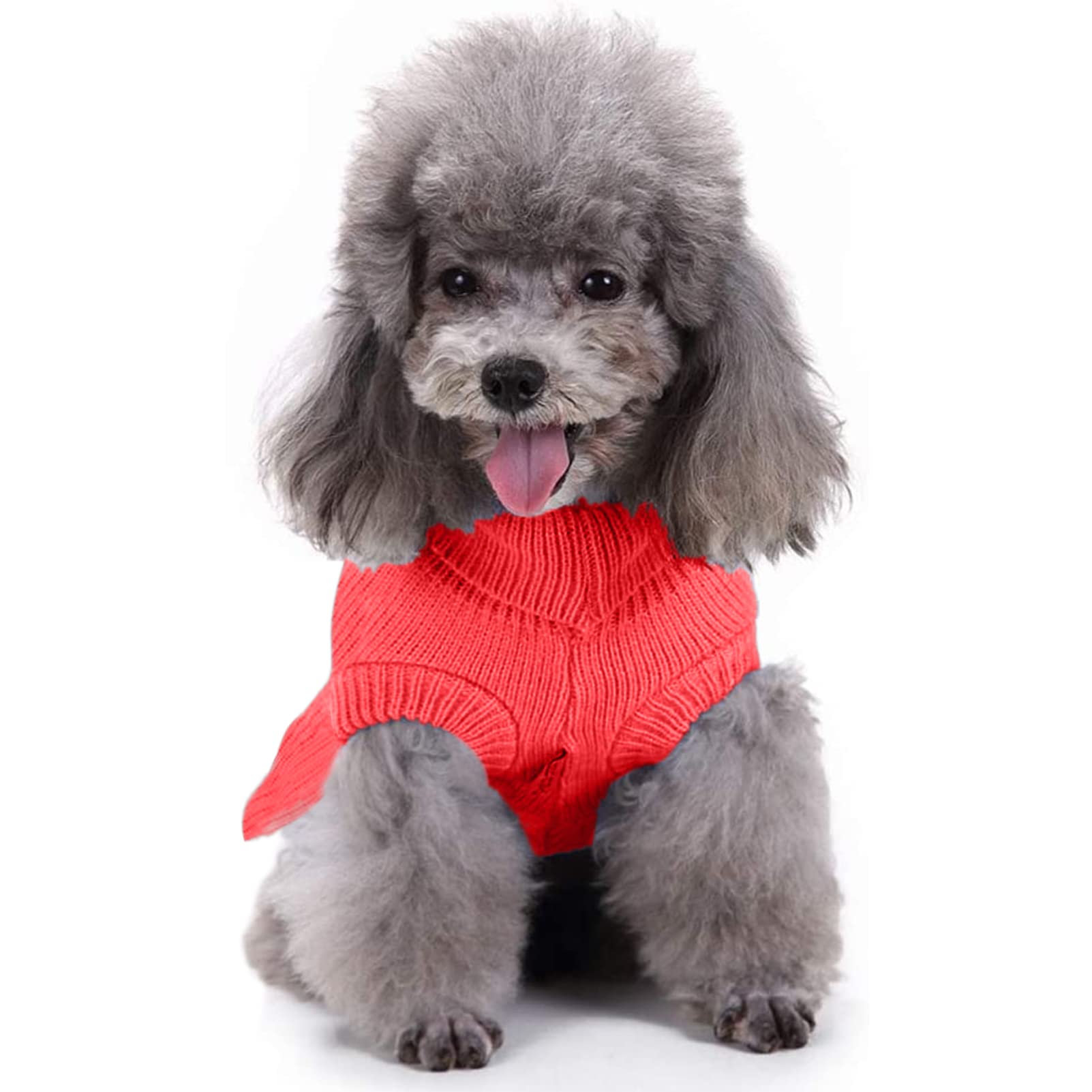 Chborchicen Small Dog Sweaters Knitted Pet Cat Warm Dog Sweatshirt Winter Clothes Kitten Puppy Sweater (Xxs, Dress-Red)