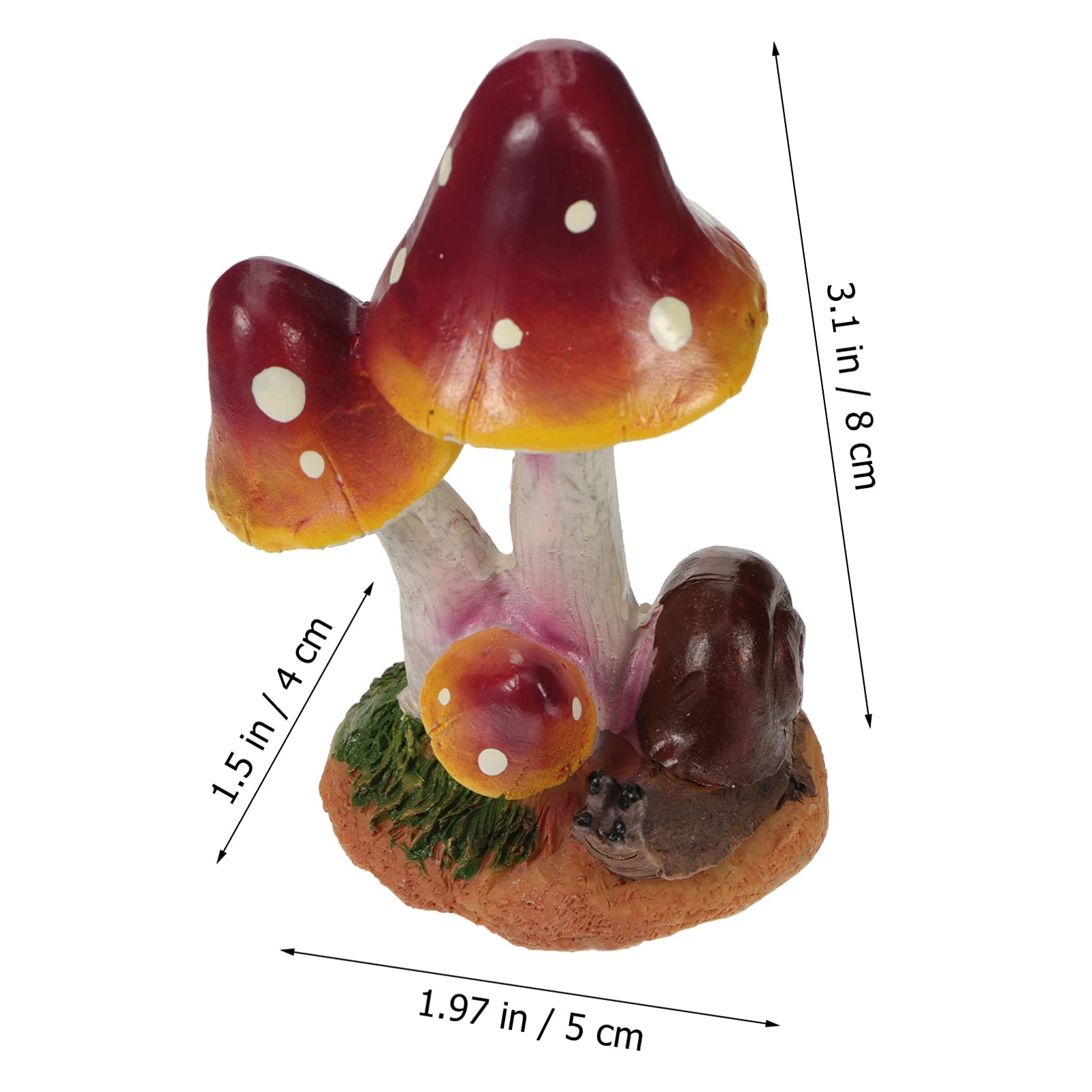 Miniature Mushroom Resin Fairy Garden Mushroom Snail Micro Landscape Ornaments Aquarium Decor for DIY Terrarium Fish Tank Decor