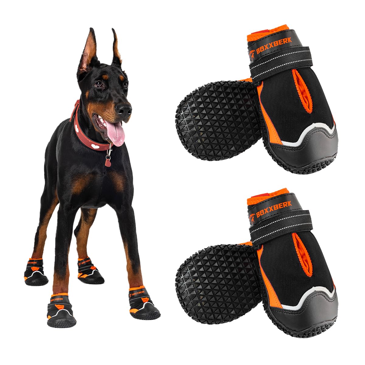 Boxxberk Dog Shoes For Large Dogs,Waterproof Dog Boots For Summer Hot Pavement Winter Snow,Anti-Slip Rubber Dog Booties Paw Prot