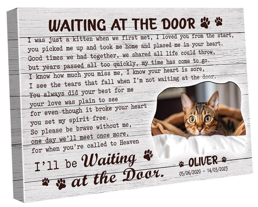 C80813 Funny Cat Memorial Canvas Gifts For Cat Lover Mom - Personalized Wall Art Decor With Custom Landscapes, Name Text Picture