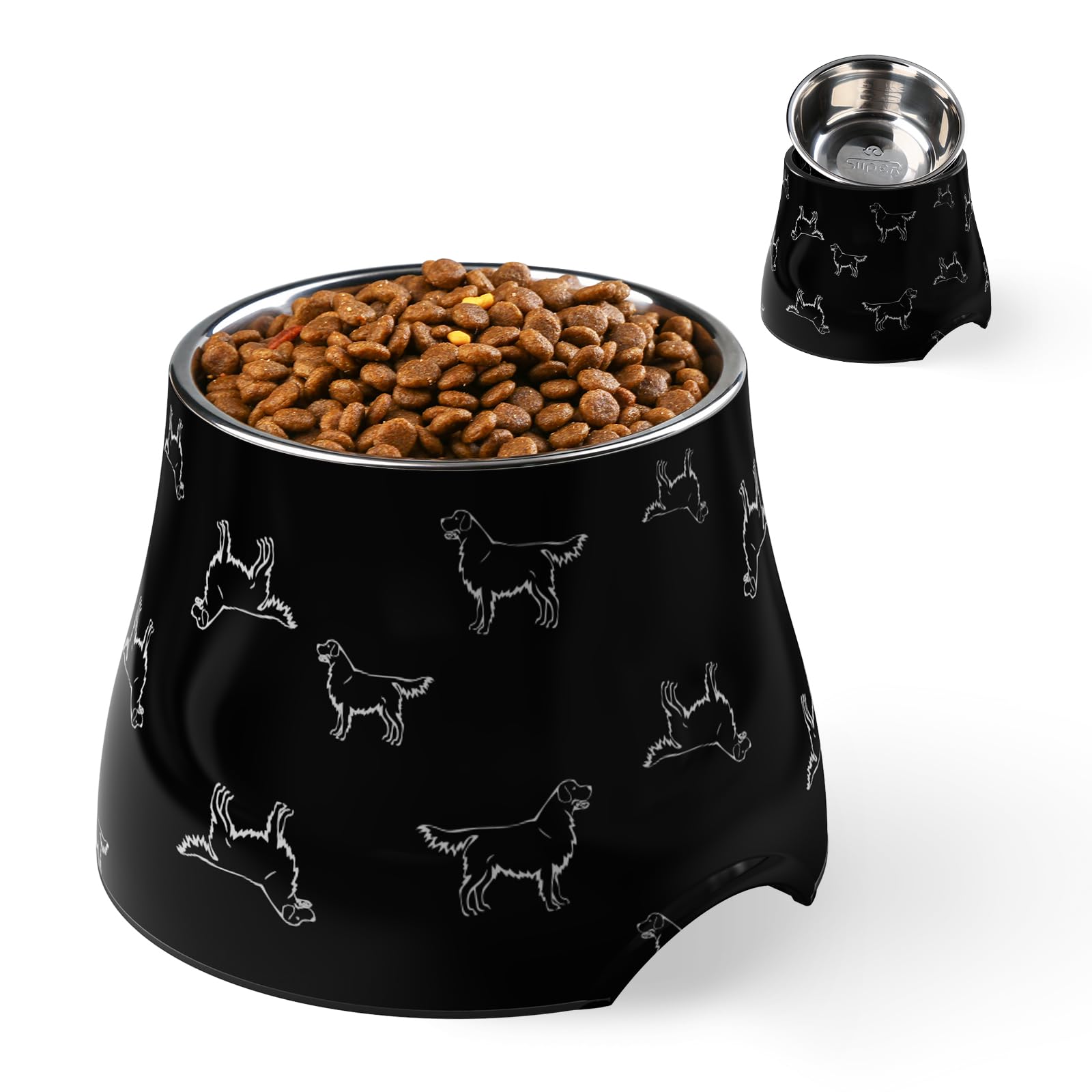Elevated Dog Bowls with Stainless Steel Bowl, Prevention of Vertebrae Disease Dog Food Bowl, Non-Slip and High Capacity Pet Bowl