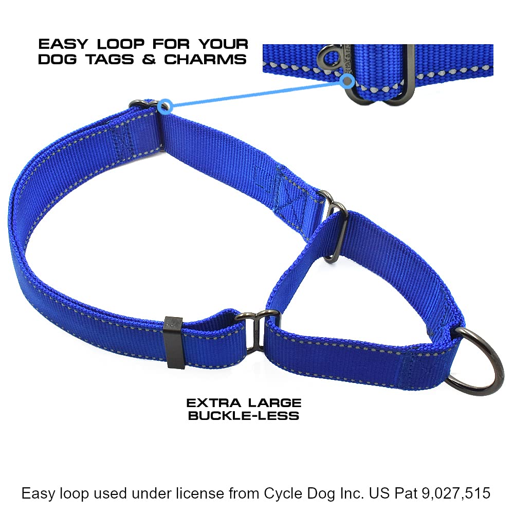 Max And Neo Nylon Extra Large Dog Martingale Collar - We Donate A Collar To A Dog Rescue For Every Collar Sold (Blue)