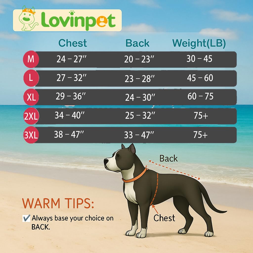 Lovinpet Large Dog Pajamas, Anti Licking, Recovery Suit, Lightweight Jurassic Knit, Uv For Large Dogs/L
