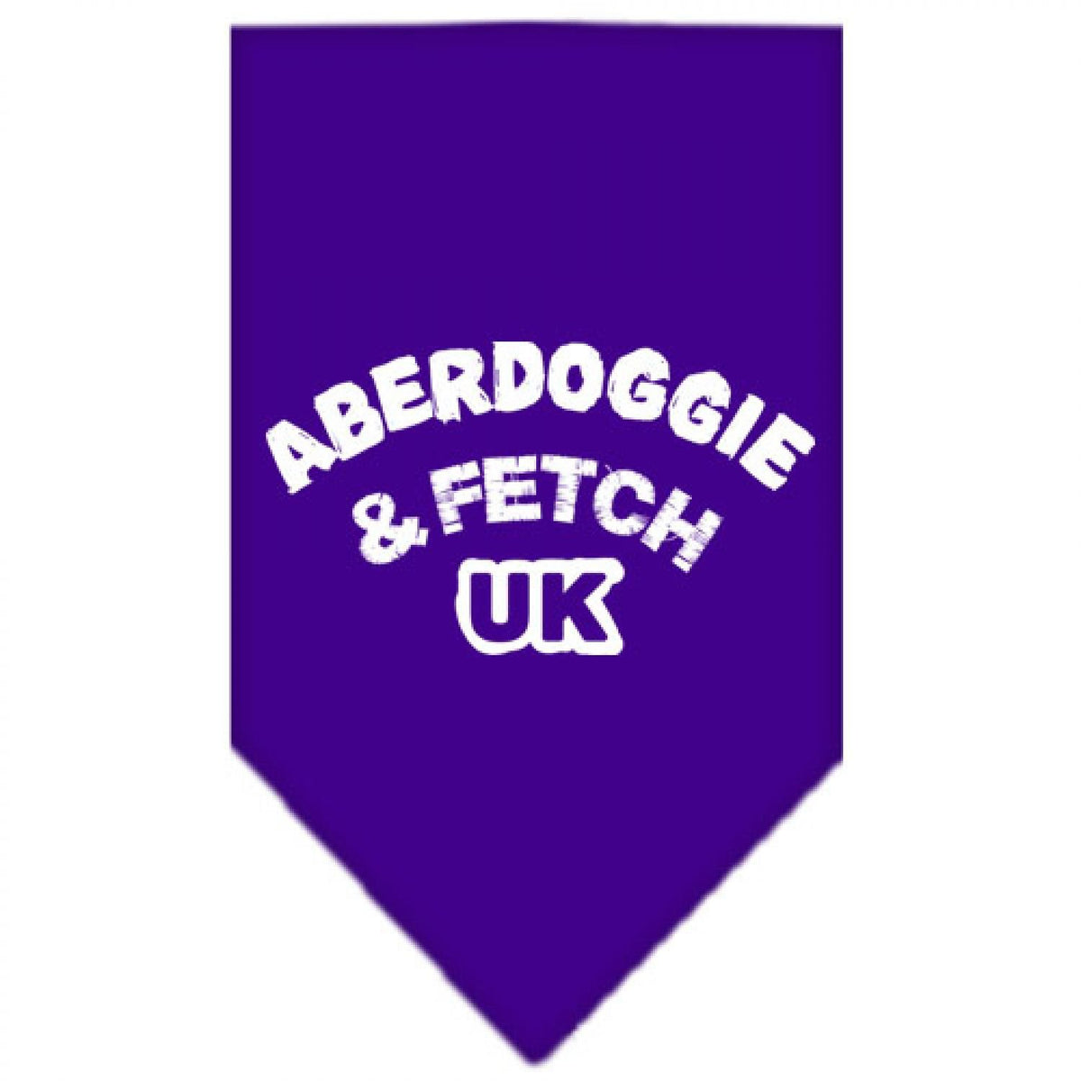 Pet and Dog Bandana Screen Printed, &quot;Aberdoggie & Fetch UK&quot; Purple Small