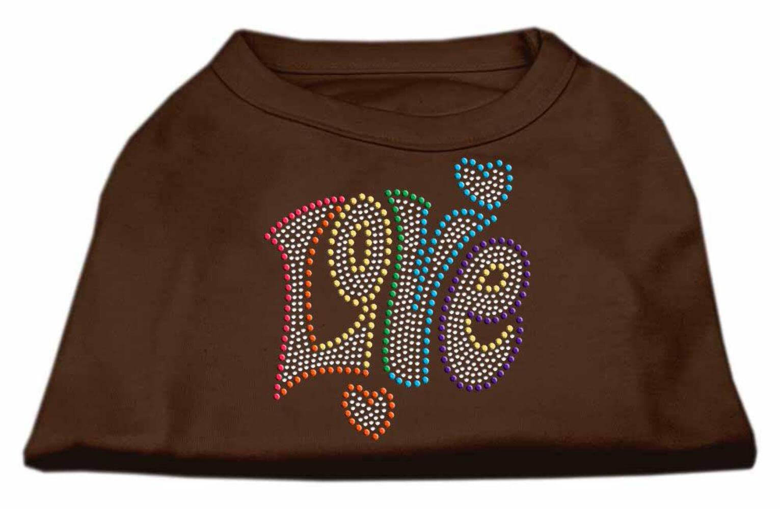 Mirage Pet Products Technicolor Love Rhinestone Pet Shirt Orange Med (12)